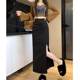 
Designed slit skirt with high waist irregular mid-length autumn and winter slimming new black fashionable pleated one-step skirt