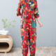 Northeast large flower summer suit fashionable printed shirt short jacket women's bloomers ethnic style cotton and linen two-piece set