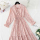 Long-sleeved floral dress for women in spring and autumn 2024 new chiffon skirt retro fresh base long skirt winter