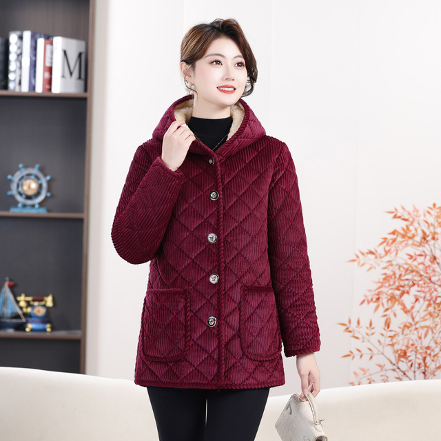Mother's clothing autumn and winter new velvet thickened cotton coat middle-aged and elderly home warm cotton coat jacket short cotton jacket