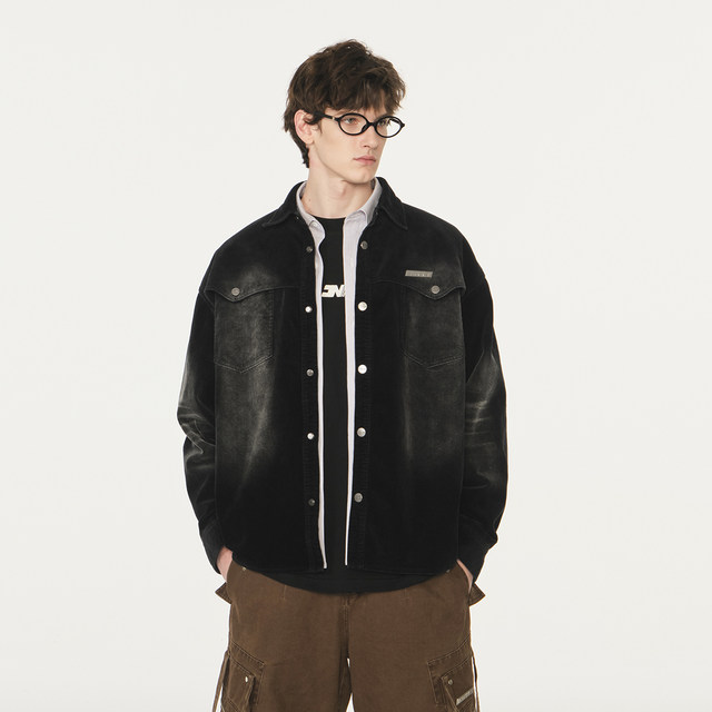 FORNINES used washing corduroy long-sleeved shirt men and women fashion brand spring and autumn American retro jacket jacket
