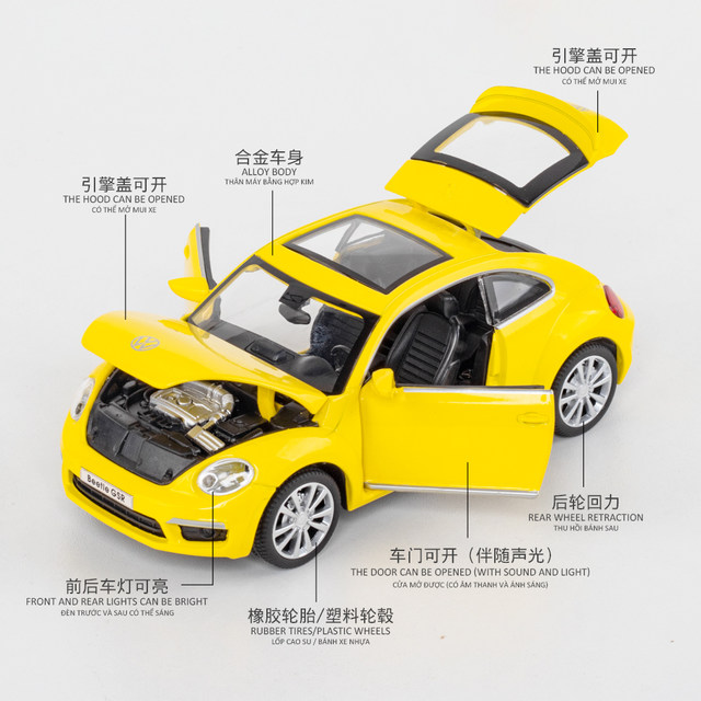 Beetle Car Simulation Volkswagen Toy Car Alloy Model Retro Car Model Collection Metal Return Children Boy