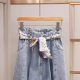 In-stock Yili Zhuoya 24 summer new style fashion commuter A-line high waist umbrella casual pocket denim mid-length half