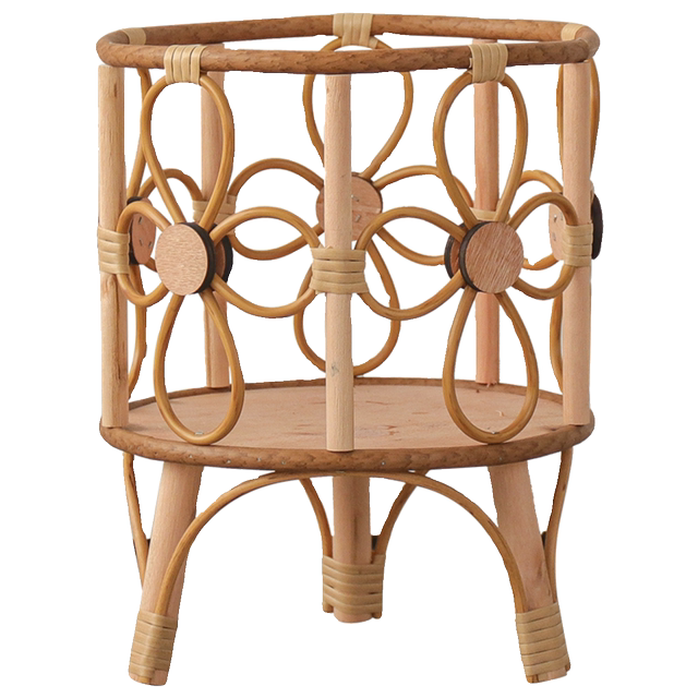 Nordic rattan floor-standing flower stand flower pot plastic rattan woven flower basket green plant set pot home living room balcony decoration flower utensil
