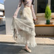 
Lace spliced ​​skirt women's umbrella skirt summer new loose long skirt white cake skirt a line big skirt