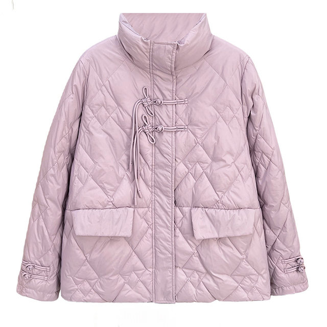 300 large size thin down jacket for women 200 Jin [Jin equals 0.5 kg] Fat mm winter plus fat plus loose stand collar short thermal jacket