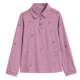 Purple long -sleeved lapel T -shirt female new cotton cotton middle -aged and elderly mother loose shirt pure cotton POLO embroidered top
