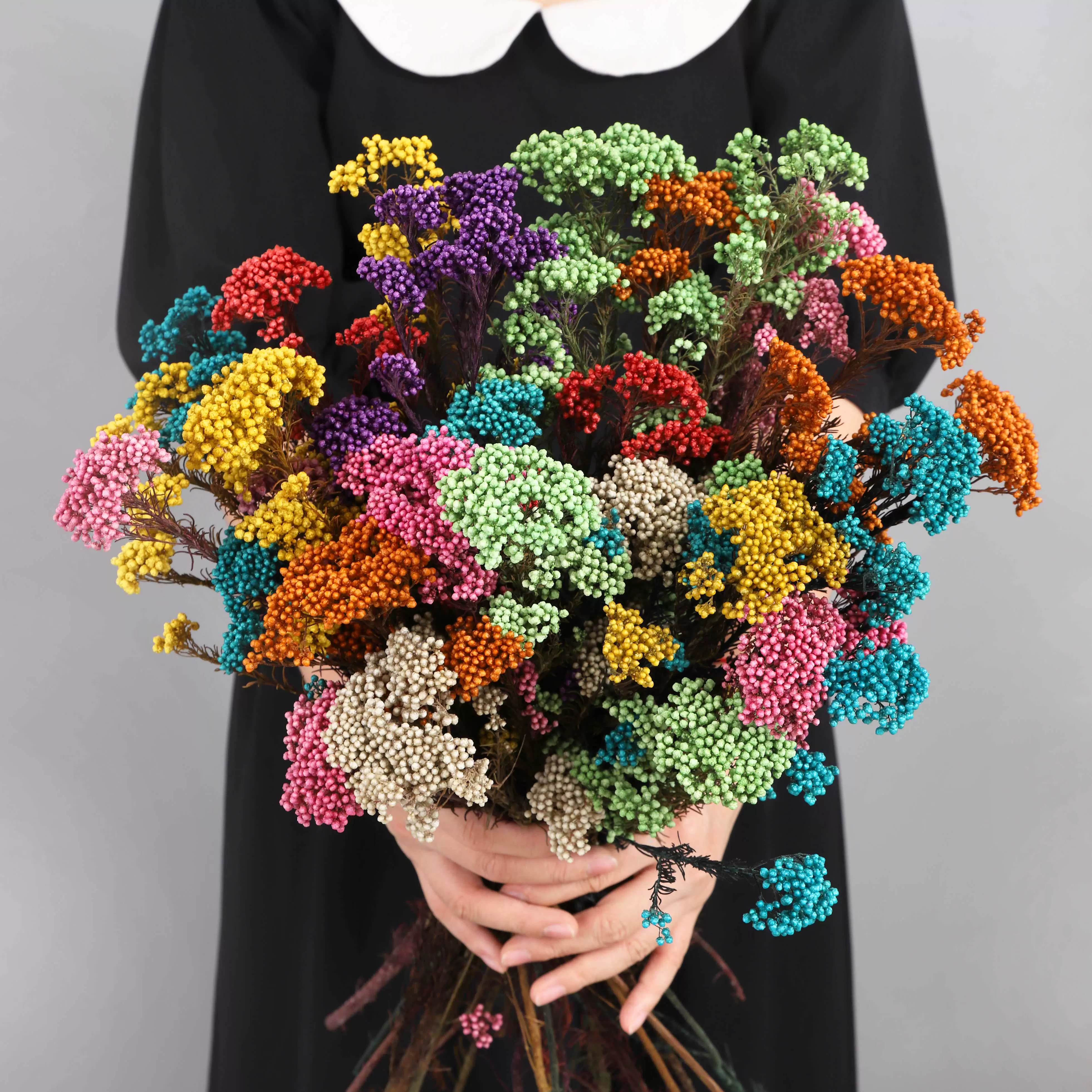 云南天然小米花客厅桌面摆件干花真花道具保鲜花粉色小米花永生花 Taobao