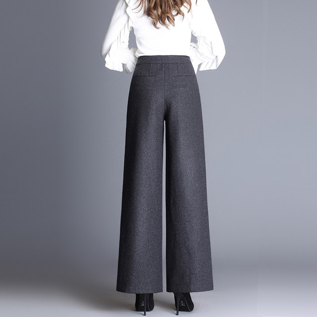 Chic Full-Length Woolen Trousers