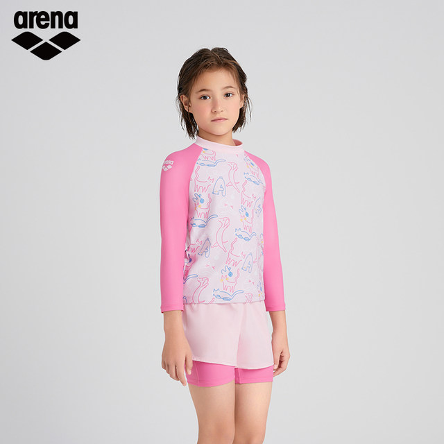 arena 2025 new children's amusement park sun protection conservative and comfortable split long-sleeved flat-angle swimsuit