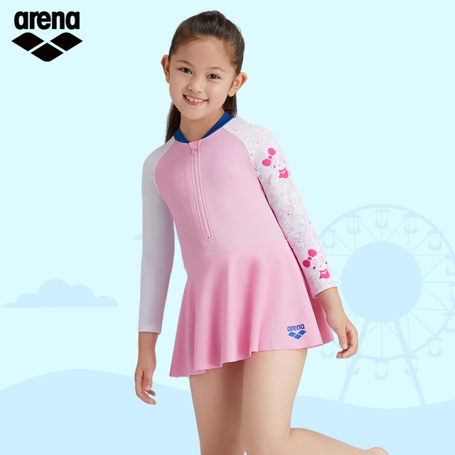 arena Arena one-piece long-sleeved skirt swimsuit sun protection teenagers and children's new style