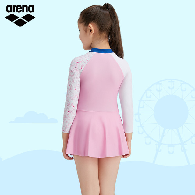 arena Arena one-piece long-sleeved skirt swimsuit sun protection teenagers and children's new style