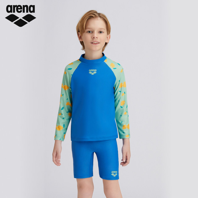 ARENA ARina split long sleeves and knee swimsuits children, boys, boys, young people, sunscreen hot spring swimsuit
