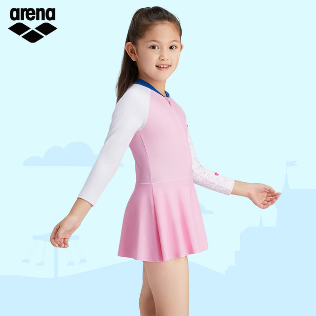 arena Arena one-piece long-sleeved skirt swimsuit sun protection teenagers and children's new style