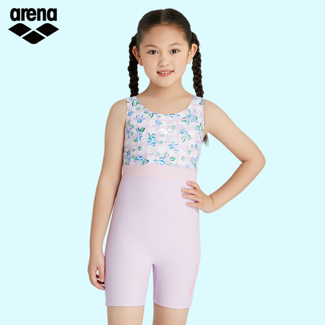 arenaAriana Flower World Series Cute Sleeveless One-piece Boxer Swimsuit for Big Children and Girls Comfortable Swimwear
