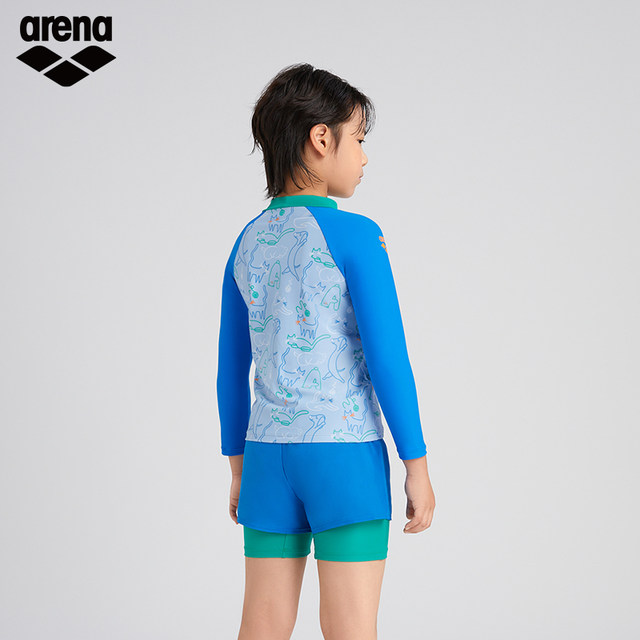 arena 2025 new children's amusement park sun protection conservative and comfortable split long-sleeved flat-angle swimsuit