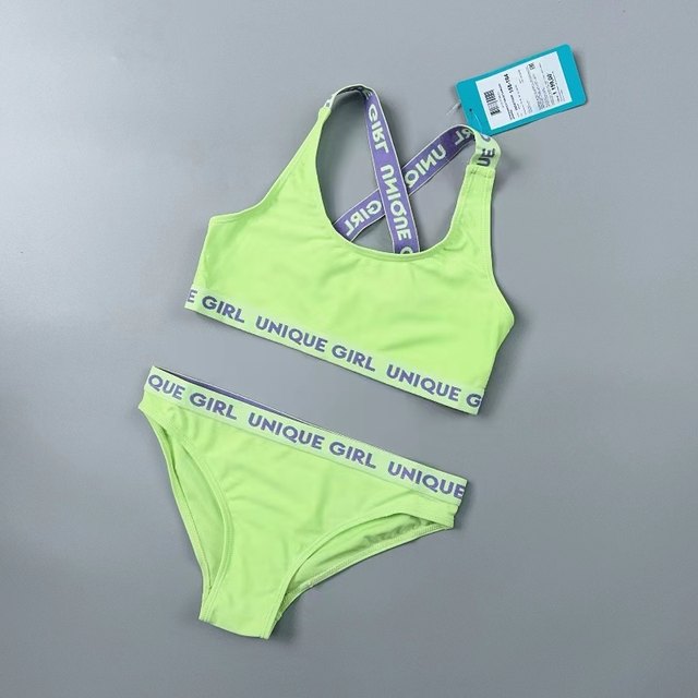 Amber outer single fashion children's split swimsuit in the swimsuit, the big child vest triangle Bikini girl sports swimwear
