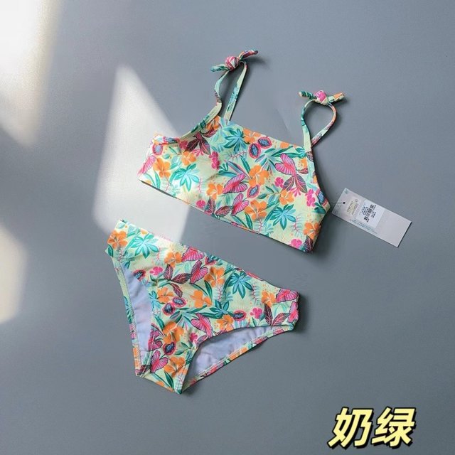 Amber single children's swimsuit girls split fresh printed baby small medium and large children's triangle bikini set