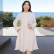 Age-reducing plus-size women's clothing 2025 autumn and winter new fat MM fungus neckline beaded pocket versatile trendy dress