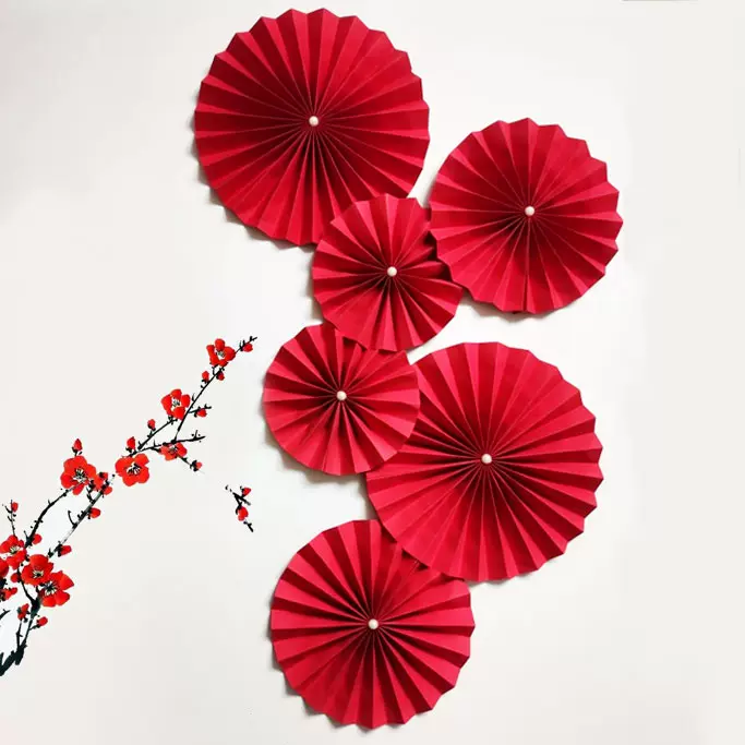 纸扇花纸花扇宝宝生日装饰派对背景婚房婚礼幼儿园布置婚庆用品 Taobao