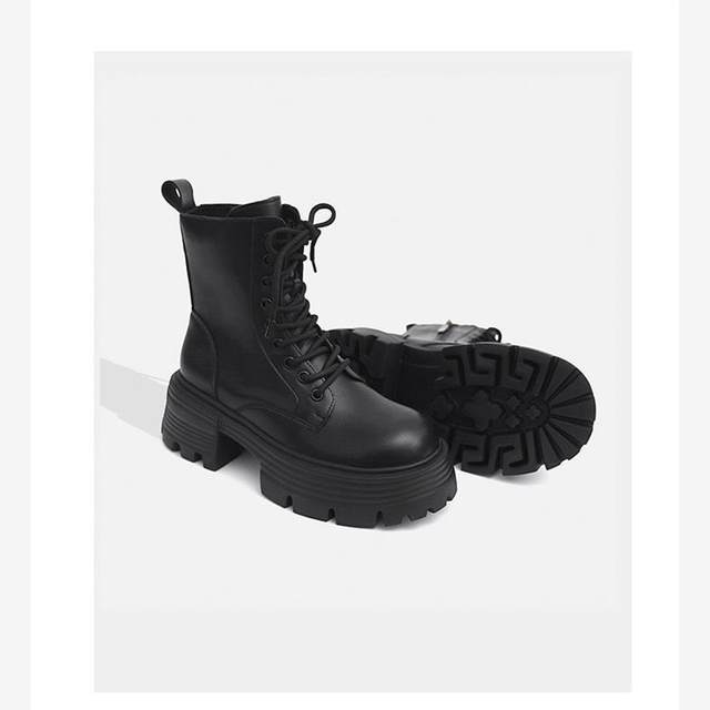 
Japanese GP Zhao Lusi Martin boots women's autumn and winter single boots thick sole increased British style slim boots short boots lace boots