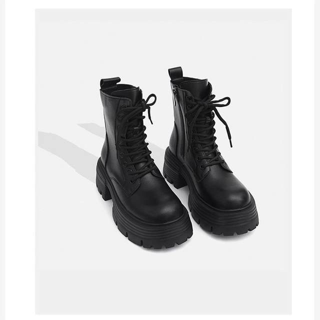 
Japanese GP Zhao Lusi Martin boots women's autumn and winter single boots thick sole increased British style slim boots short boots lace boots