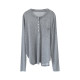 Button pocket design sense snowflake round collar long sleeve sunscreen female purple loose, lazy style pure color air -conditioned shirt female