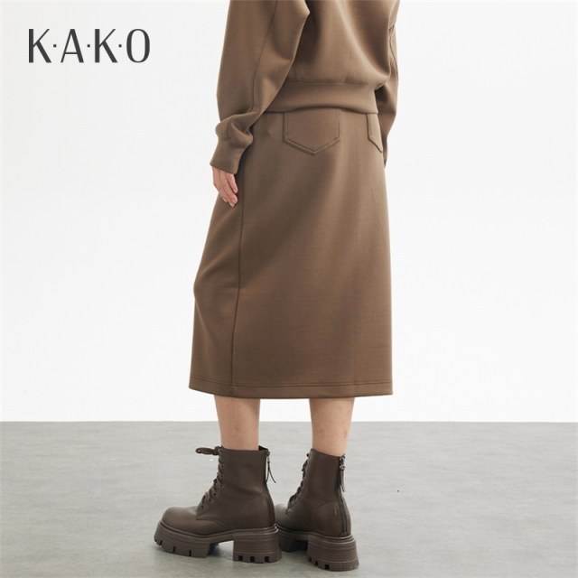 Kako loose and versatile waist lace -up skirt 2024 autumn and winter new product skirt
