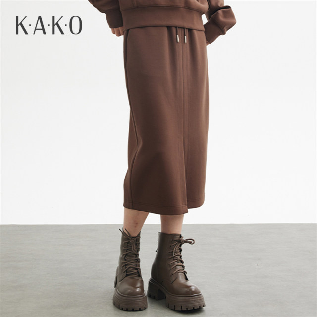Kako loose and versatile waist lace -up skirt 2024 autumn and winter new product skirt
