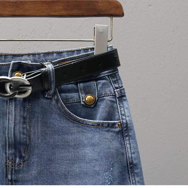 Spring and summer denim skirt for women 2025 new high-waist elastic slimming mid-length side slit A-line skirt versatile skirt