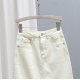 2025 spring and summer new high-waist denim skirt for women mid-length rear slit skirt versatile casual and fashionable hip-pack skirt