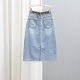 
Summer mid-length denim skirt for women 2025 loose slimming back slit skirt fashionable and versatile casual A-line skirt
