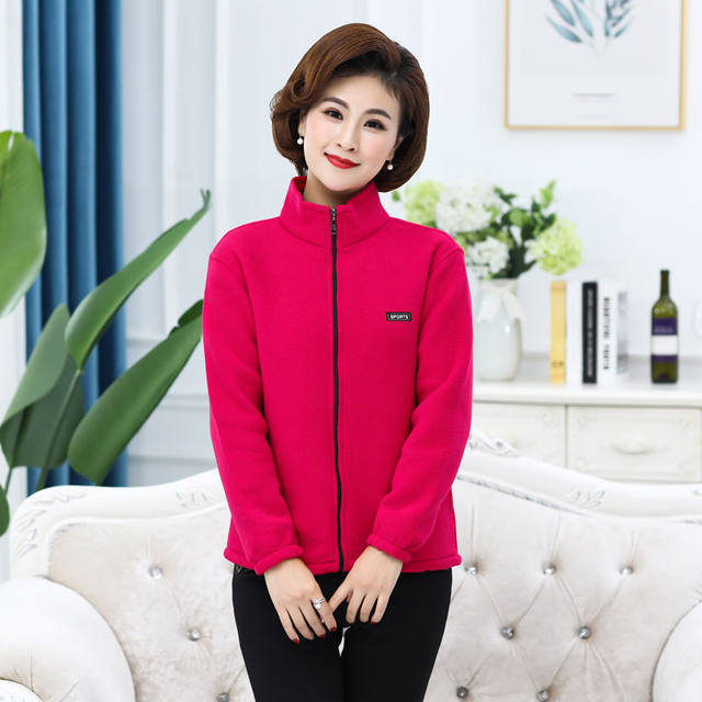 Autumn and winter new middle -aged and elderly coat mothers dress large -size women's fleece jackets Middle -aged people shaking fleece sweater 60
