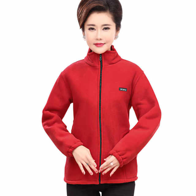 Middle-aged and elderly women's spring and autumn jackets and mother's clothing 40-50 years old fleece tops middle-aged large size fleece sweatshirts 60