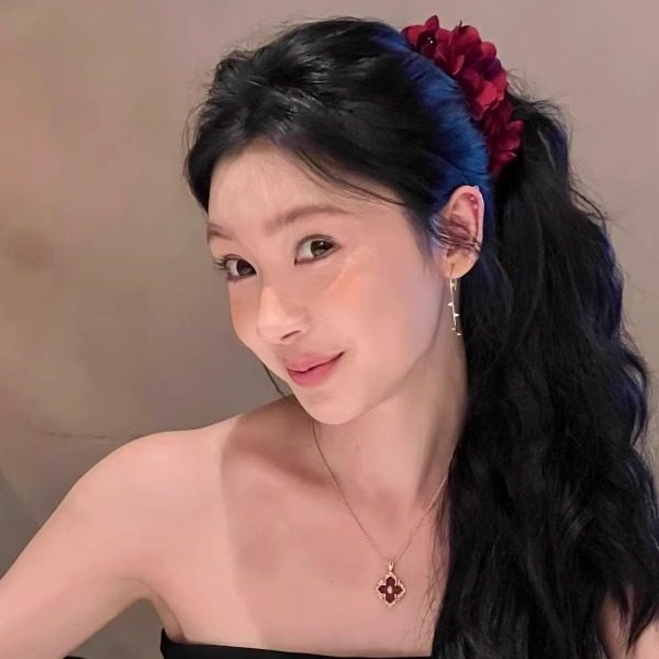 
HEY TAO Yi Mengling's same retro wine red flower banana clip temperament high-end hair accessories women's hair clip headdress
