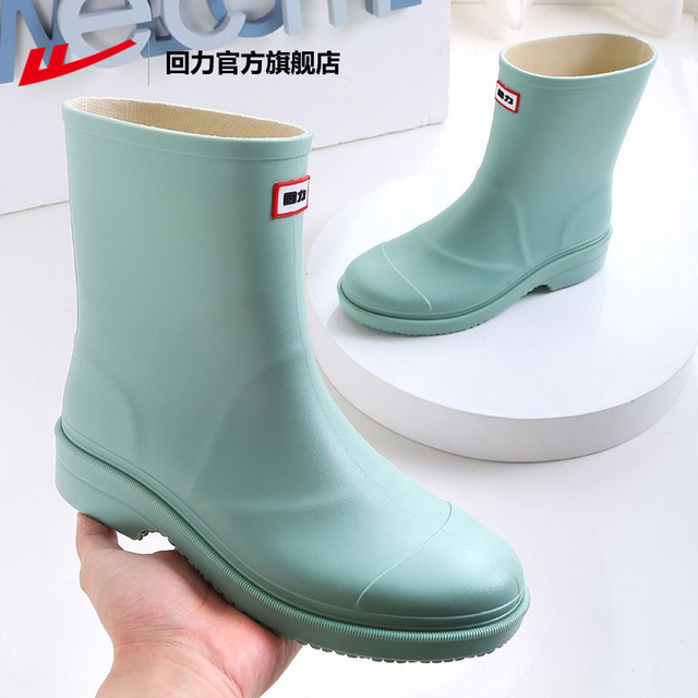 Pull back official flagship store rain boots for women winter thick-soled non-slip wear-resistant waterproof shoes work rubber shoes mid-calf water boots