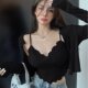 South Korea's Dongdaemun Autumn New Sexy Boys Cushion Lace Stranged Women's Sunscat Cascane Two -piece