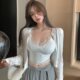 South Korea's Dongdaemun Autumn New Sexy Boys Cushion Lace Stranged Women's Sunscat Cascane Two -piece