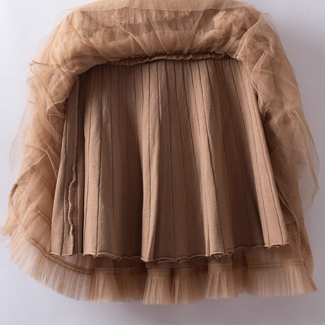 2025 autumn new elastic waist mesh cake skirt fluffy skirt short skirt high waist A-line versatile knitted skirt