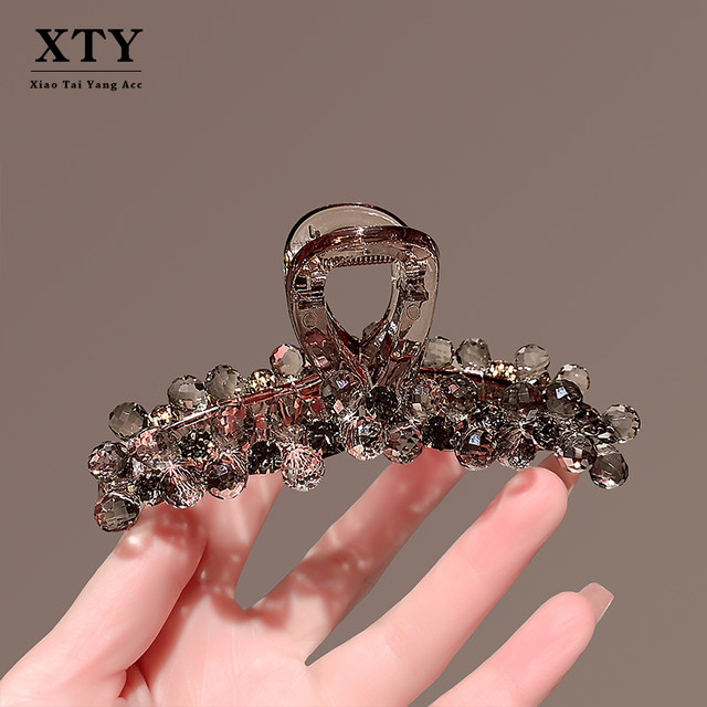 Internet celebrity fashion 2025 high-end crystal clip light luxury head back hair clip high-end spring and summer headgear