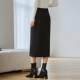 3S women's clothing 2024 Winter niche commute all -round OL design temperament A -line skirt irregular split bag hip skirt
