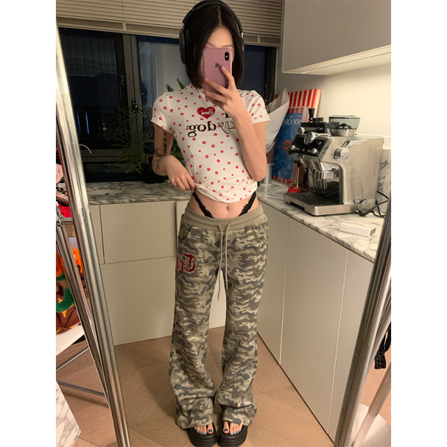 JMJ 2025 Spring American Love Hot Diamond Dog Paw Full Print Slim Short Sleeve T-shirt Women's Casual Base Shirt Top
