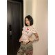 JMJ 2025 Spring American Love Hot Diamond Dog Paw Full Print Slim Short Sleeve T-shirt Women's Casual Base Shirt Top
