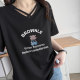 Short-sleeved large-size women's fat mm summer 2025 new T-shirt fashionable cross v-neck cartoon printed slim half-sleeved top