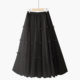 Spring retro princess fairy high waist Japanese solid color bow lace stitching gauze net long skirt