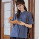 women's plaid short-sleeved shirt for women's retro summer plaid loose Korean mid-sleeved casual shirt