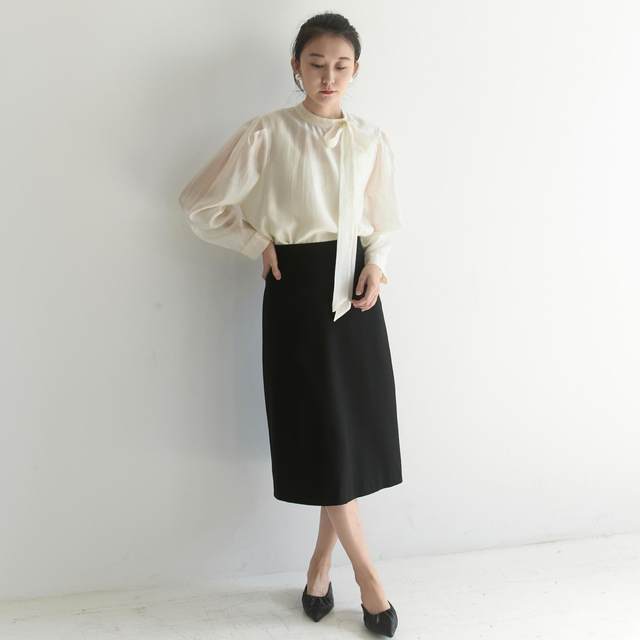 XINER high-end French top bow tied shirt half turtleneck streamer commuter shirt women spring and autumn