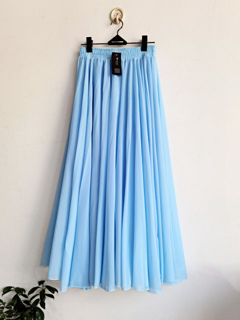 Drooping chiffon skirt mid-length spring and autumn versatile high-waisted A-line 540-degree large sling and mopping dance long skirt