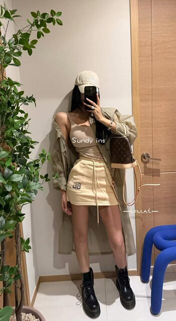 South Korea Dongdaemun Purchase 24 Summer Hot Girl Personalized High-Wait Drawstring Digital Printed Hips Casual Sports Short Skirt