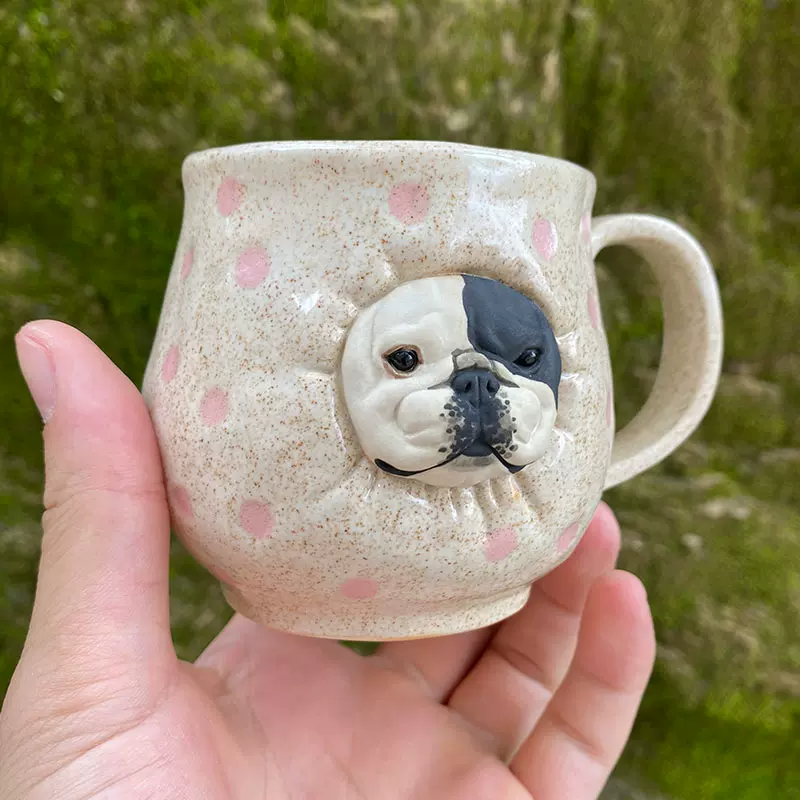 手作陶瓷法鬥杯子周邊模型創意原創可愛法國鬥牛犬水杯手工 手作陶瓷法鬥杯子周邊模型創意原創可愛法國鬥牛犬水杯手工